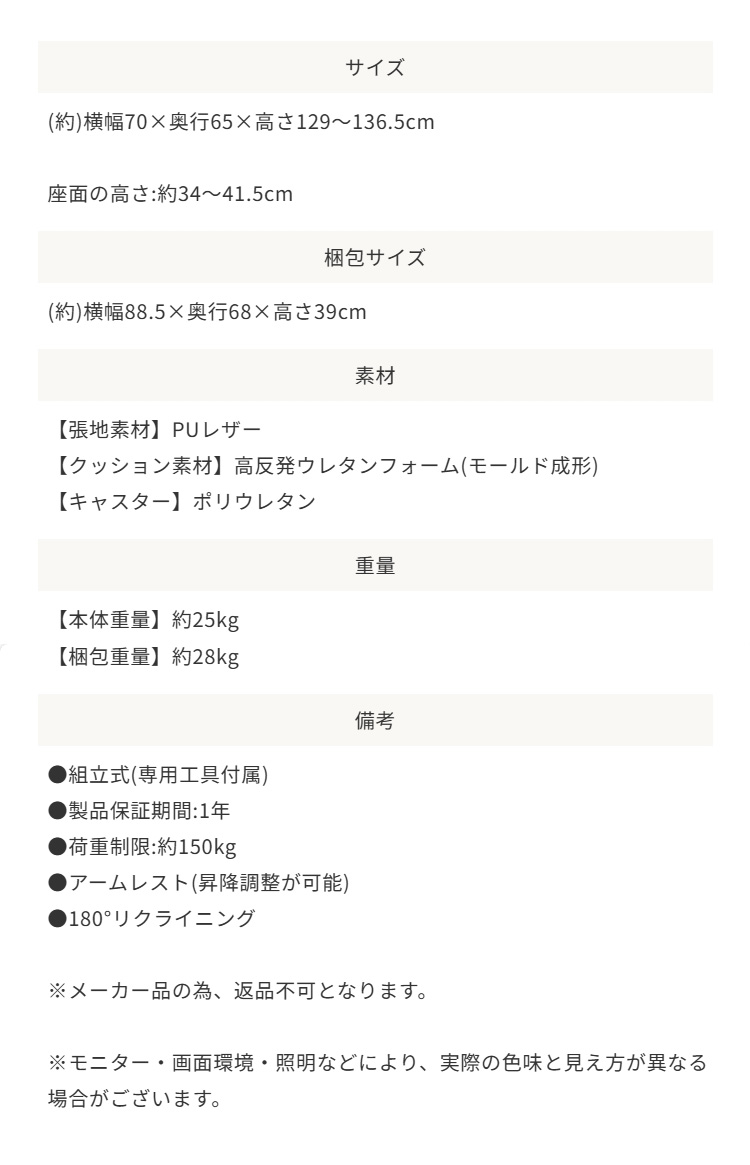 スペック表