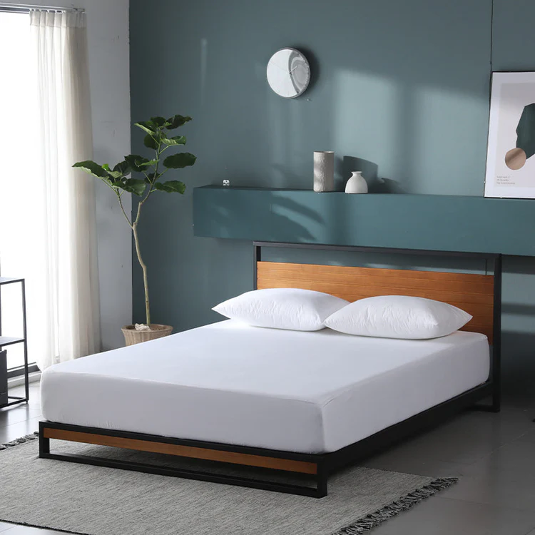 ZINUS Suzanne スチール＆ウッド ベッドフレーム ヘッドボード付