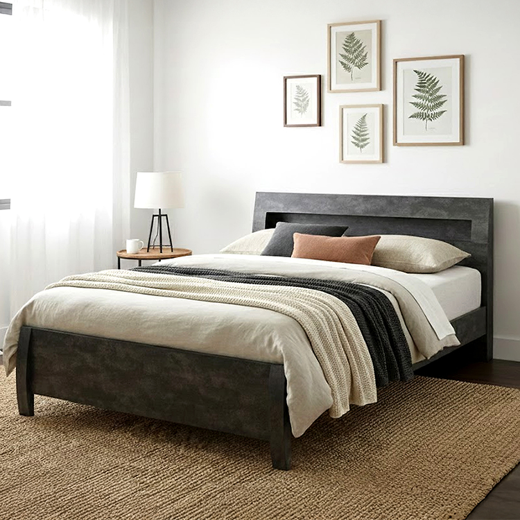 【フレームのみ】ベッドシングルベッドフレーム高さ調節3段階Sシングルベッドすのこキャビネットストーン棚コンセントグレー木目石目白簡単棚付きFENNEL/フェンネル