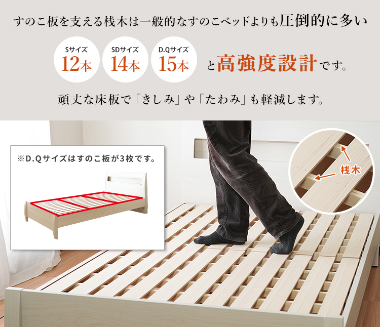 【フレームのみ】ベッドシングルベッドフレーム高さ調節3段階Sシングルベッドすのこキャビネットストーン棚コンセントグレー木目石目白簡単棚付きFENNEL/フェンネル