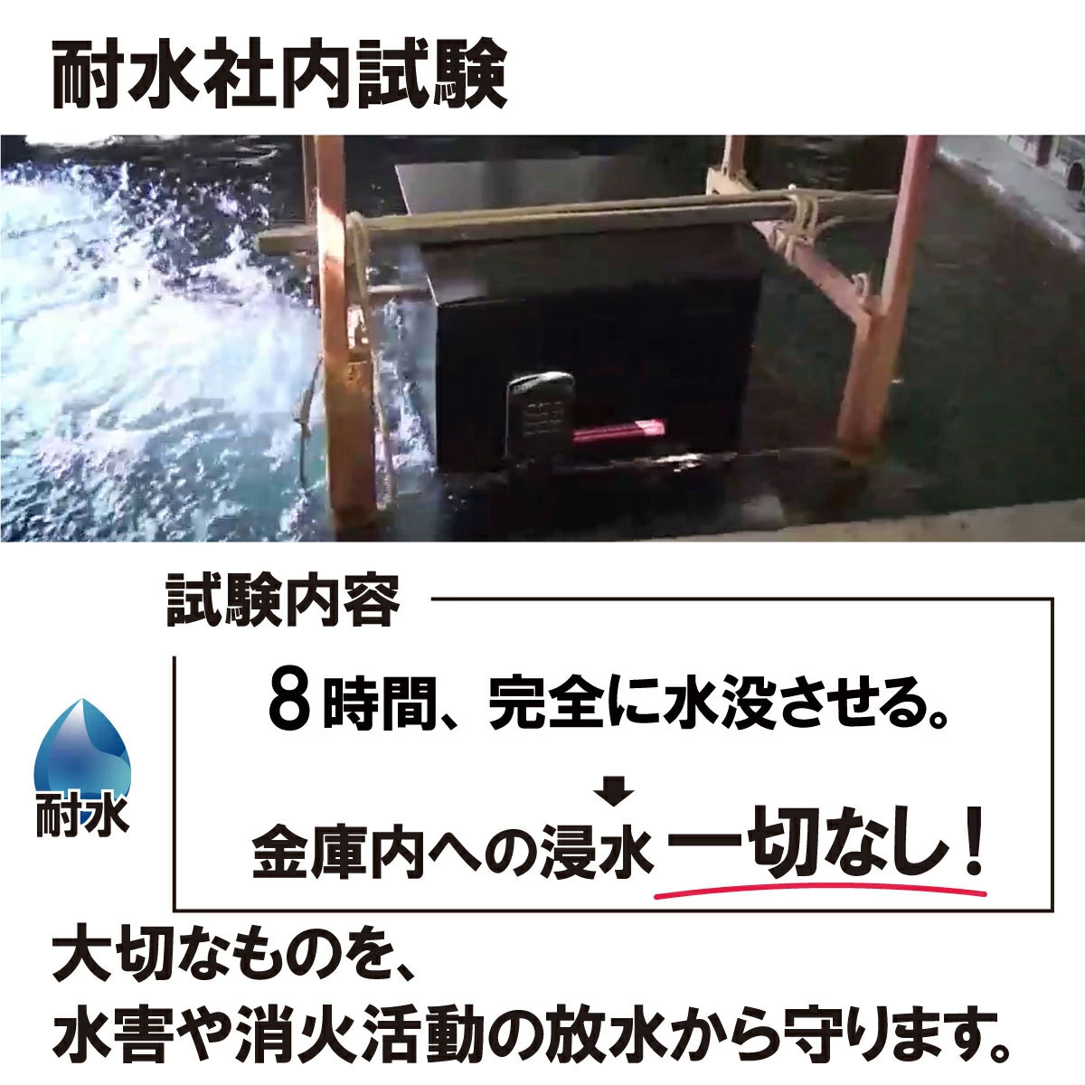 アーマーセーフ【ARMOR SAFE】社内での耐水試験